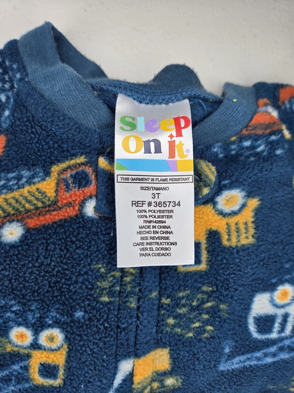 Sleep On It Toddler Boys 3T Footie Pajamas 2-Pack Excavator Construction Crew